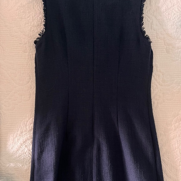 Karl Lagerfeld Paris Navy Blue Tweed Shift Pearl Dress - Picture 4 of 4